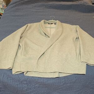 Lands' End Women's Light Gray Cardigan Sweater
